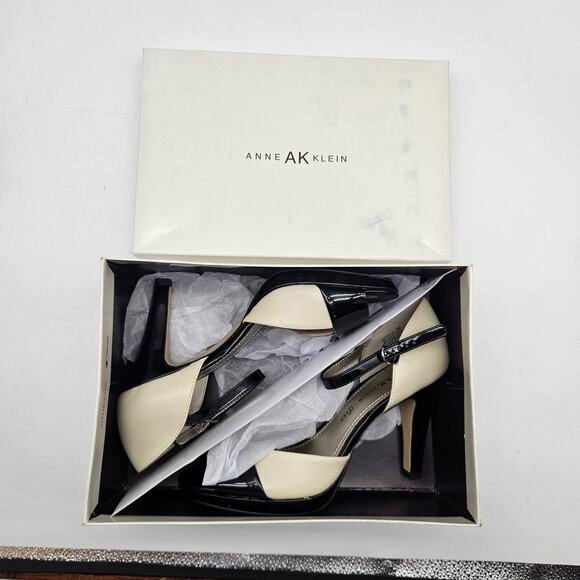 Anne Klein Shoes Womens Size 7 White Black AK7Emsley Ankle Strap Dress Heels - Picture 8 of 13